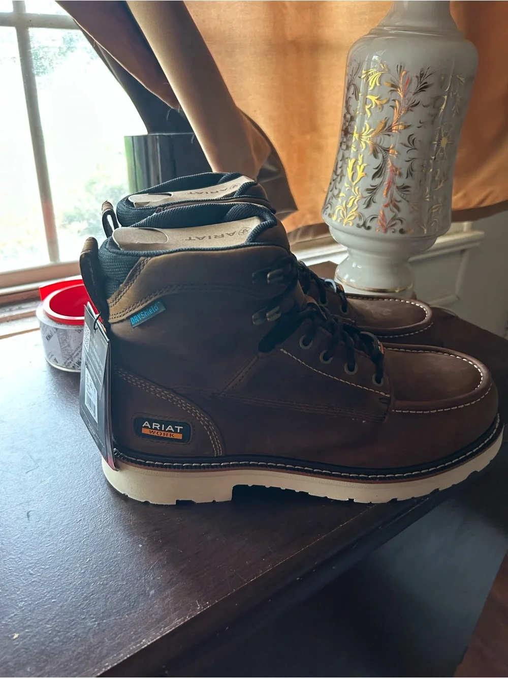 Ariat Men's Brown Lace-Up Moc Toe Work Boots